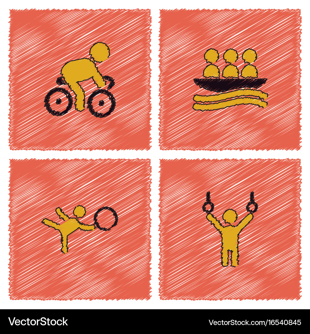 Set of olympic game design in hatching style Vector Image