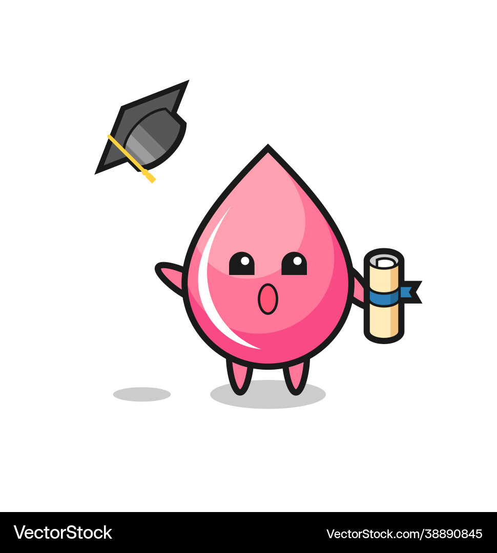 Strawberry juice drop cartoon throwing hat Strawberry juice drop cartoon throwing hat vector image