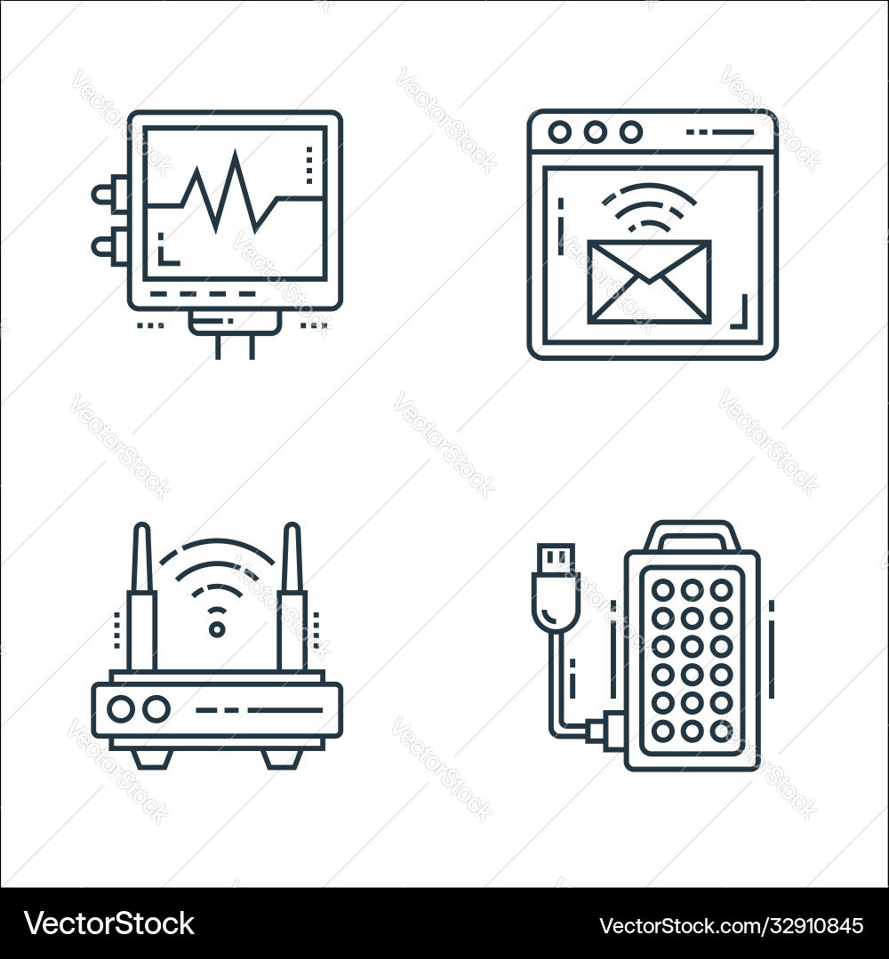 Technology devices line icons linear set quality Technology devices line icons linear set quality Vector Image