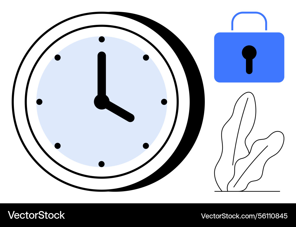 Time management and security concept with clock Time management and security concept with clock vector image