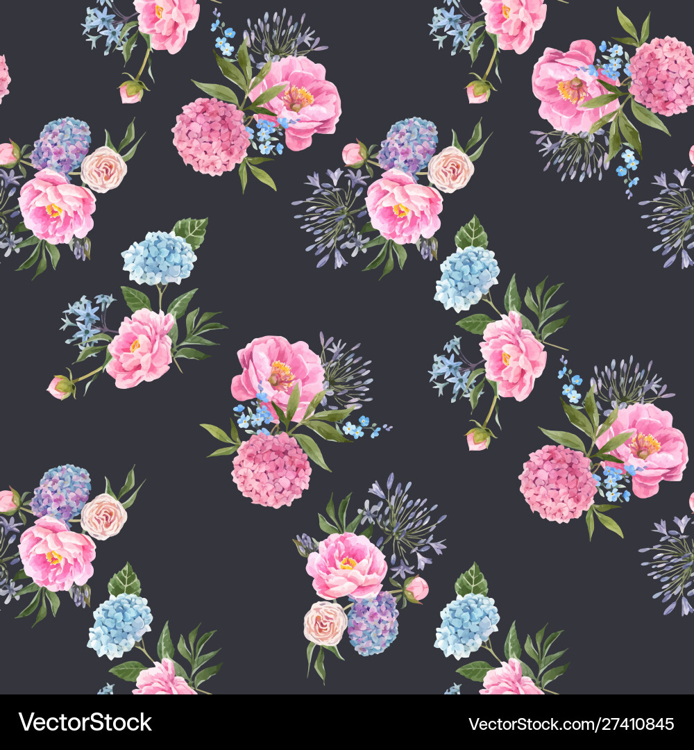 Watercolor floral bouquet seamless pattern Watercolor floral bouquet seamless pattern vector image