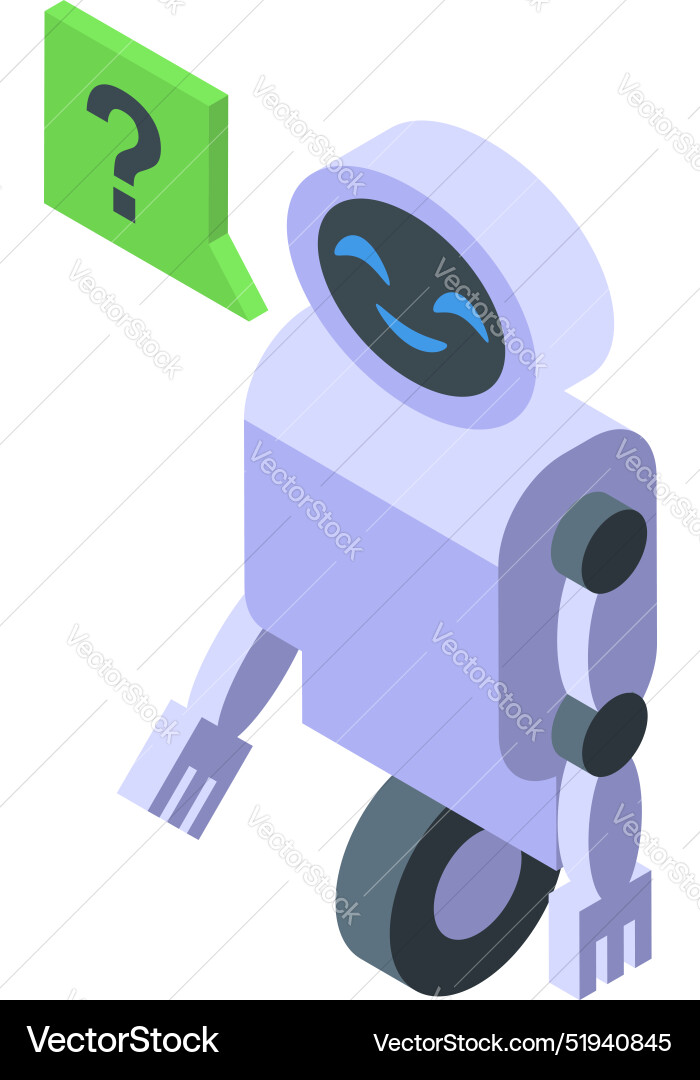 White robot asking question with speech bubble White robot asking question with speech bubble vector image
