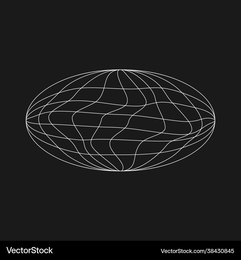 Wireframe ellipse planet in old cyberpunk style Wireframe ellipse planet in old cyberpunk style vector image