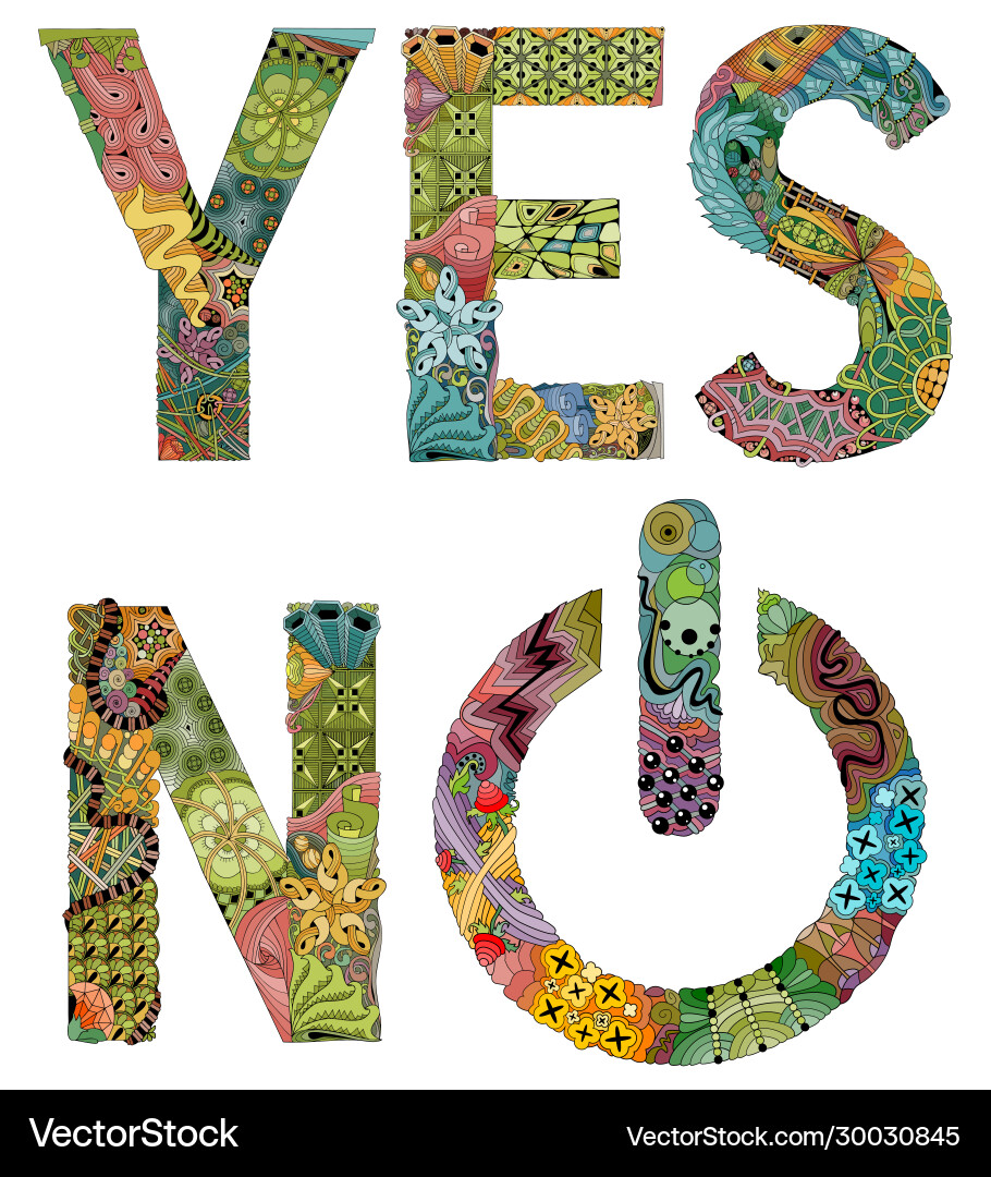 Yes and no with power button entangle Vector Image