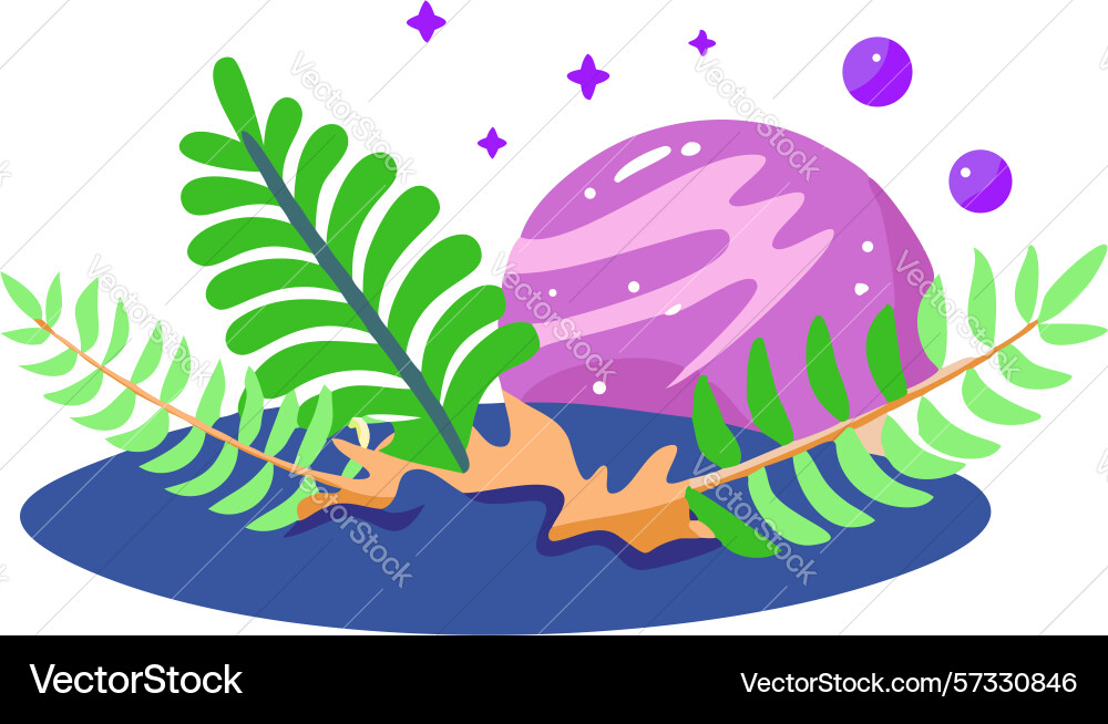 Abstract botanical composition with planet vector image