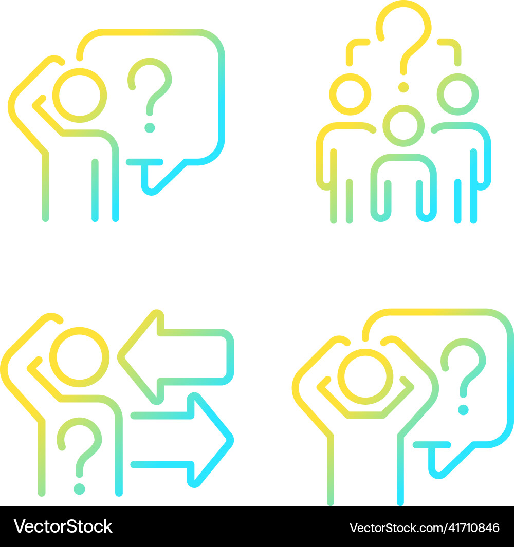 Asking and answering questions gradient linear Asking and answering questions gradient linear vector image