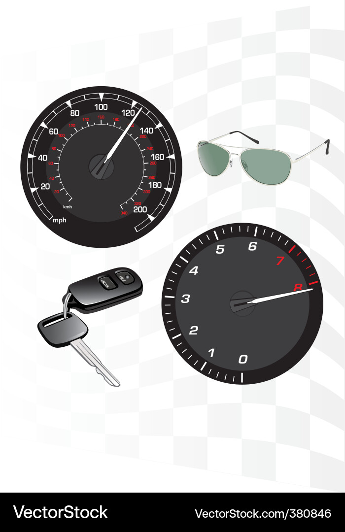 Automotive Speedometer & Keys Vector Image