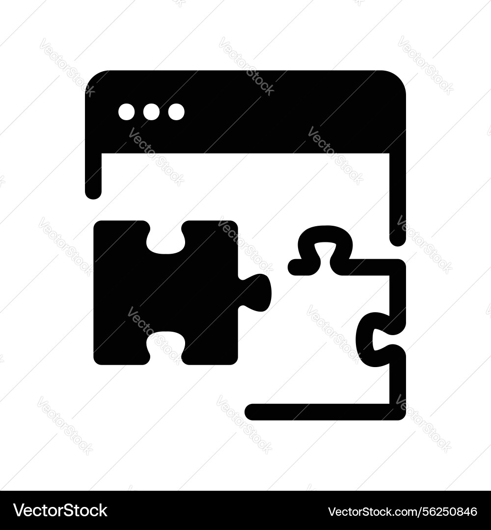 Browser window icon with puzzle piece symbolizing Browser window icon with puzzle piece symbolizing Vector Image