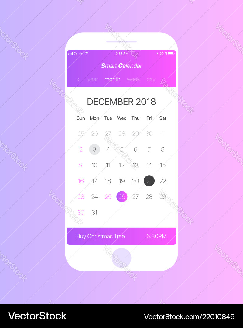 Calendar App Mockup - Task & Date Management vector image