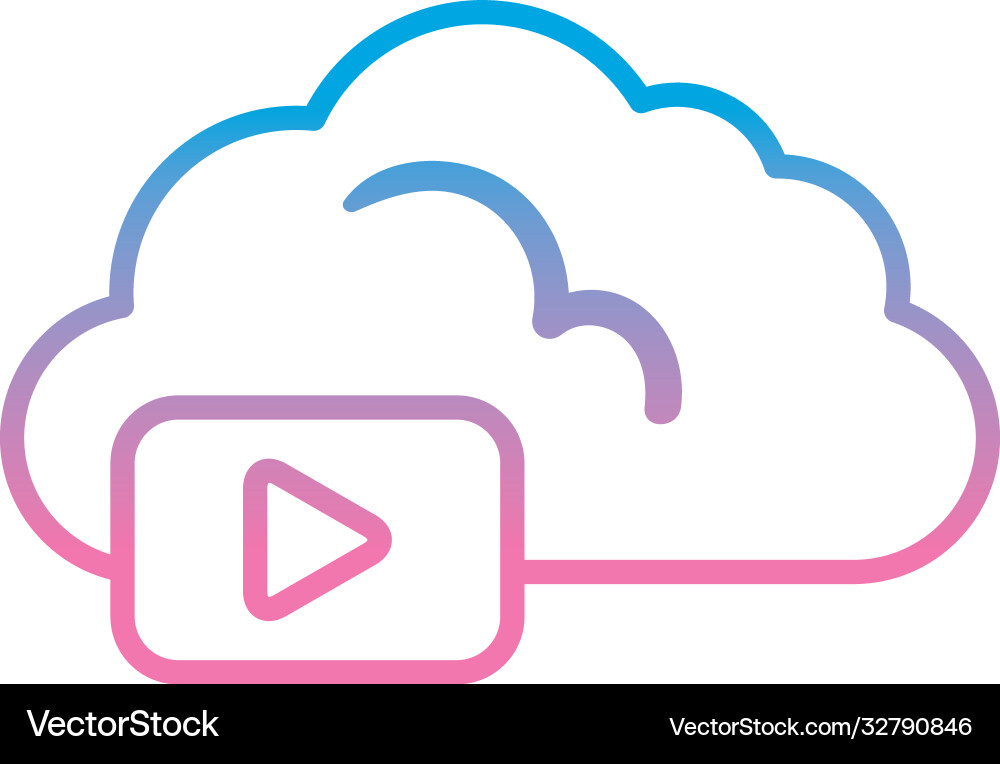 Cloud computing with play gradient style icon vector image