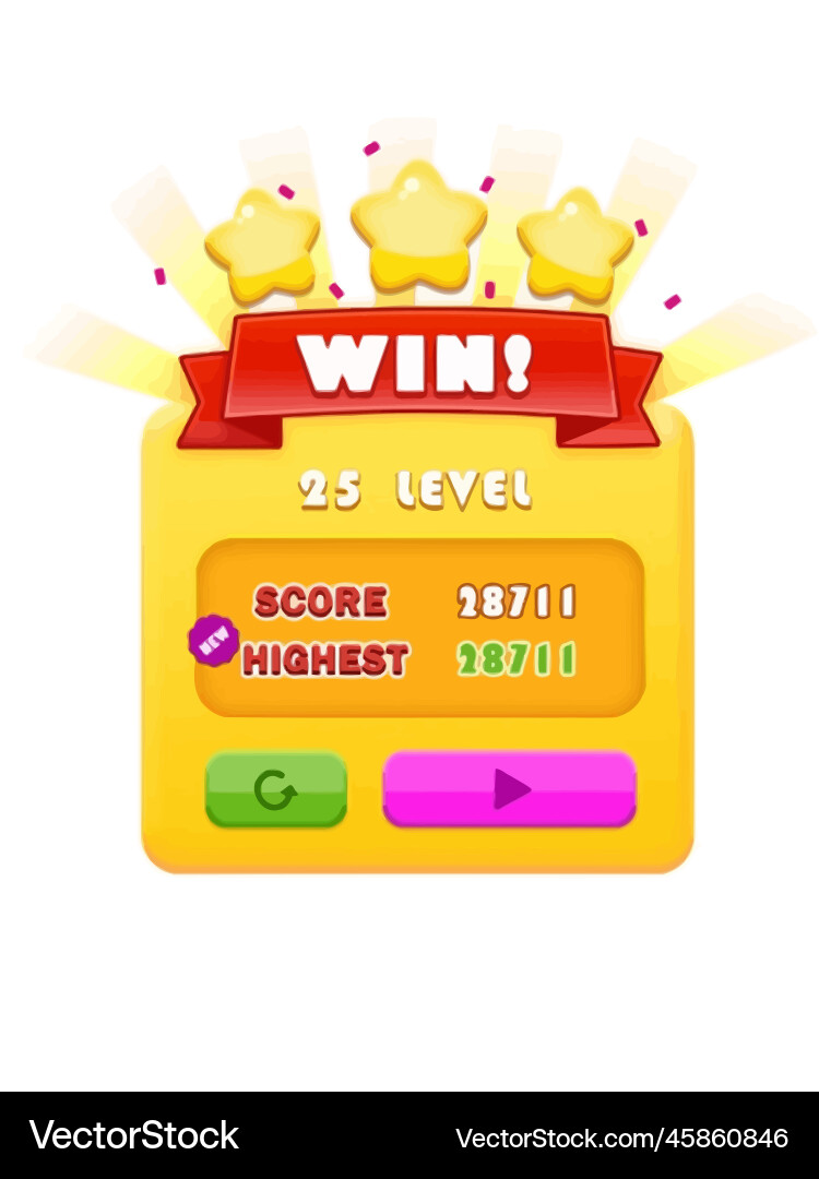 Complete set of level button game ui pop-up icon vector image