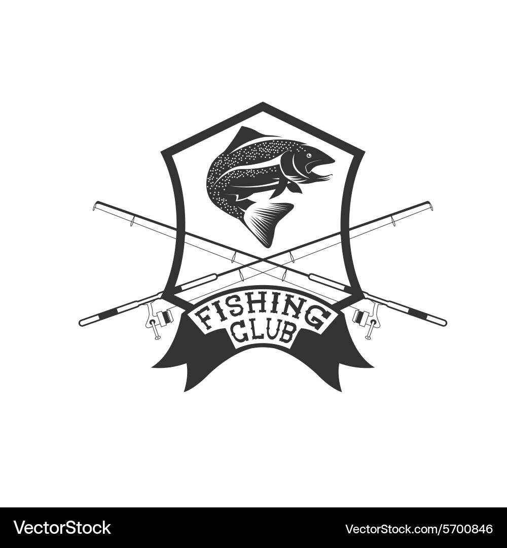 Fishing Club Crest with Trout Vector Image