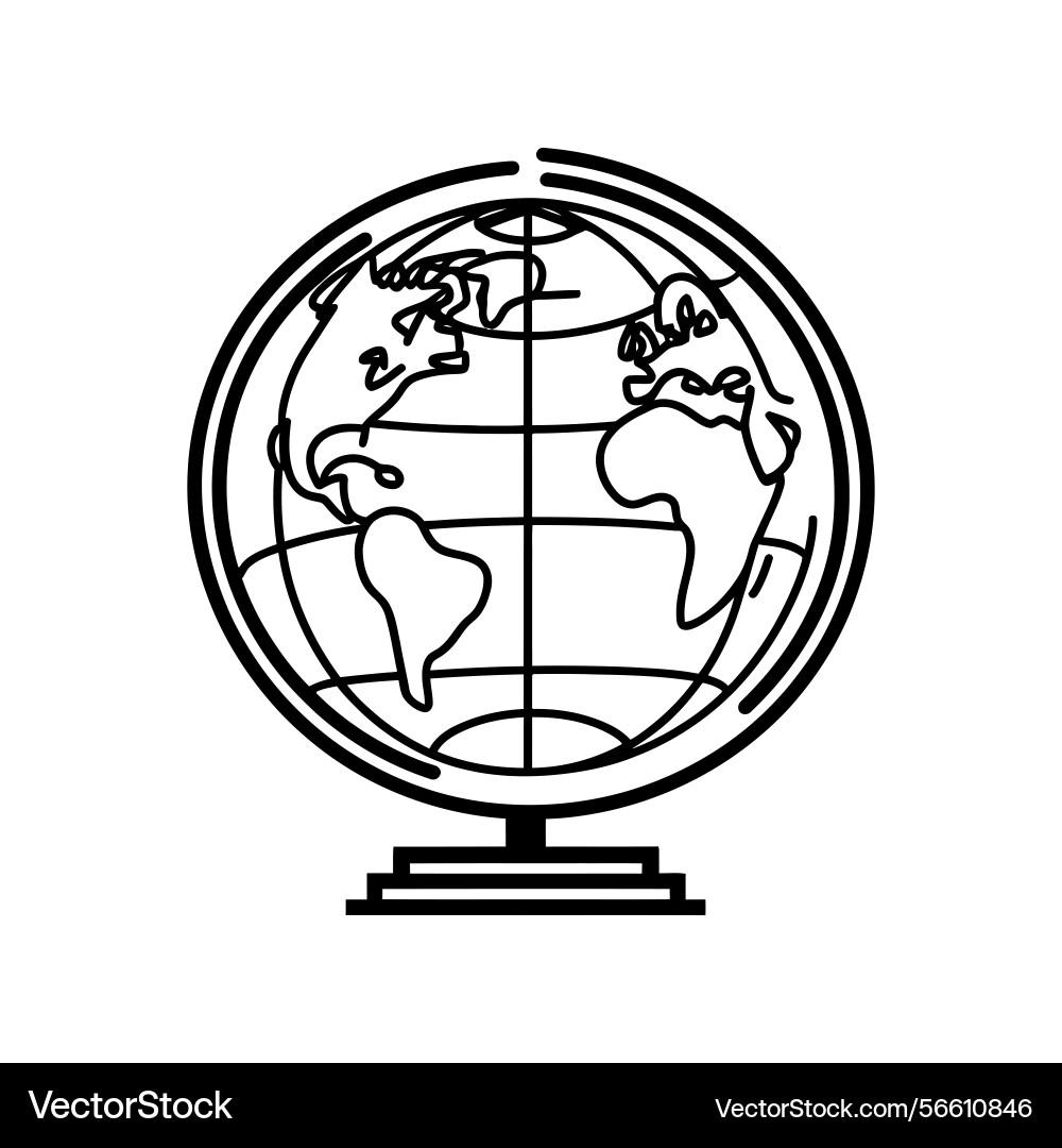 Globe icon outline simple design world map vector image