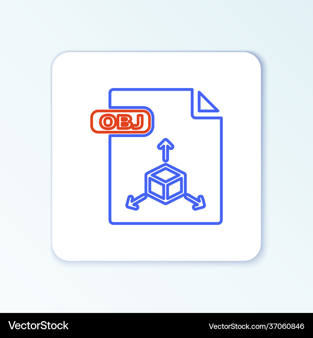 Line obj file document download button icon Line obj file document download button icon vector image