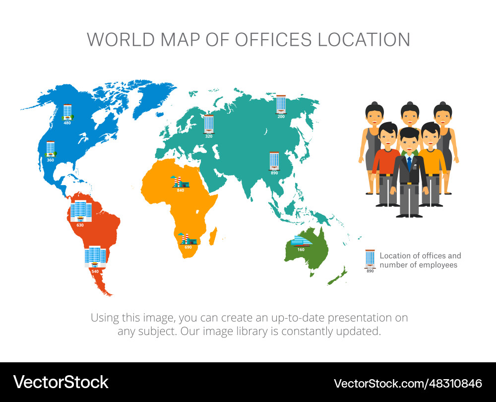 Map infographics with pointers slide Map infographics with pointers slide vector image