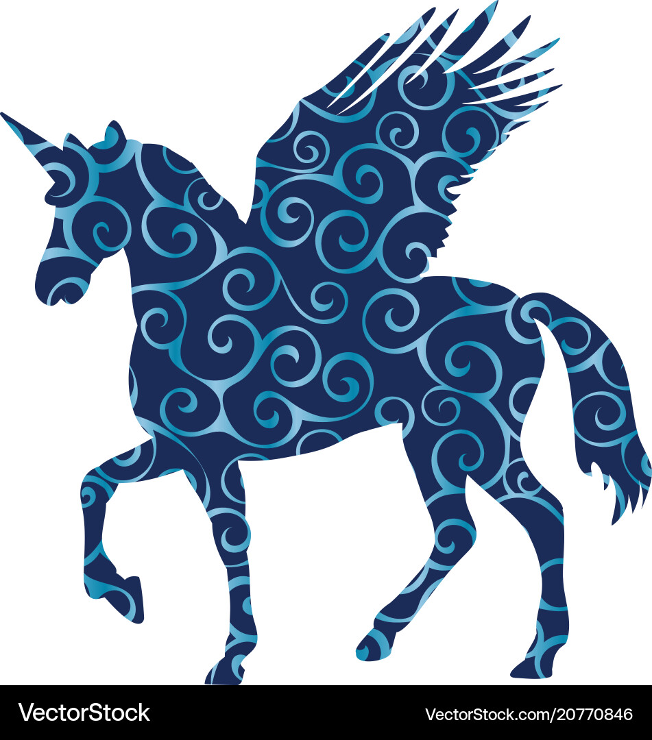 Pegasus unicorn pattern silhouette mythology – Royalty-Free Vector |  VectorStock