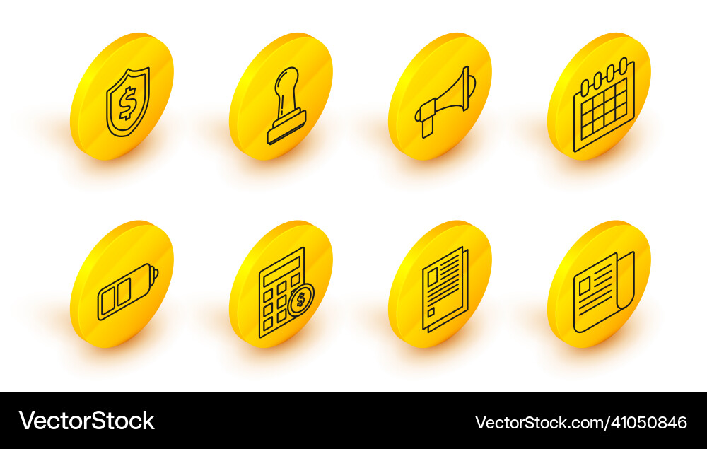Set line file document calculator with dollar Set line file document calculator with dollar vector image