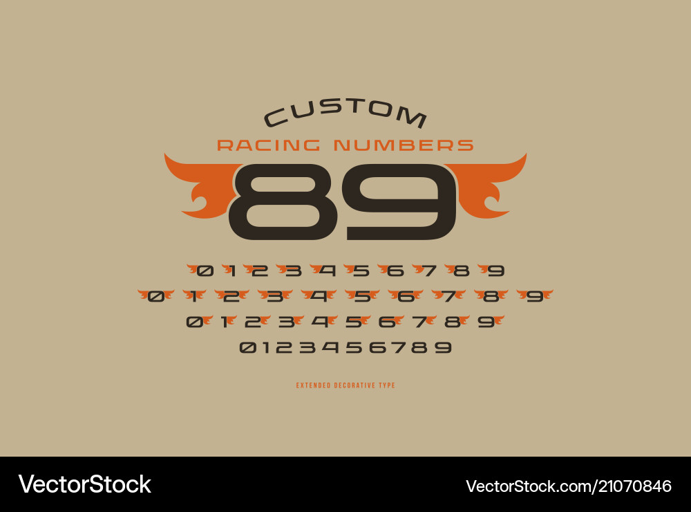 Set of initial numbers in racing style Set of initial numbers in racing style vector image