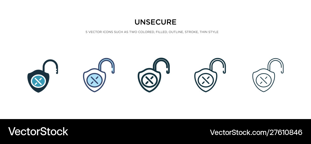 Unsecure icon in different style two colored vector image