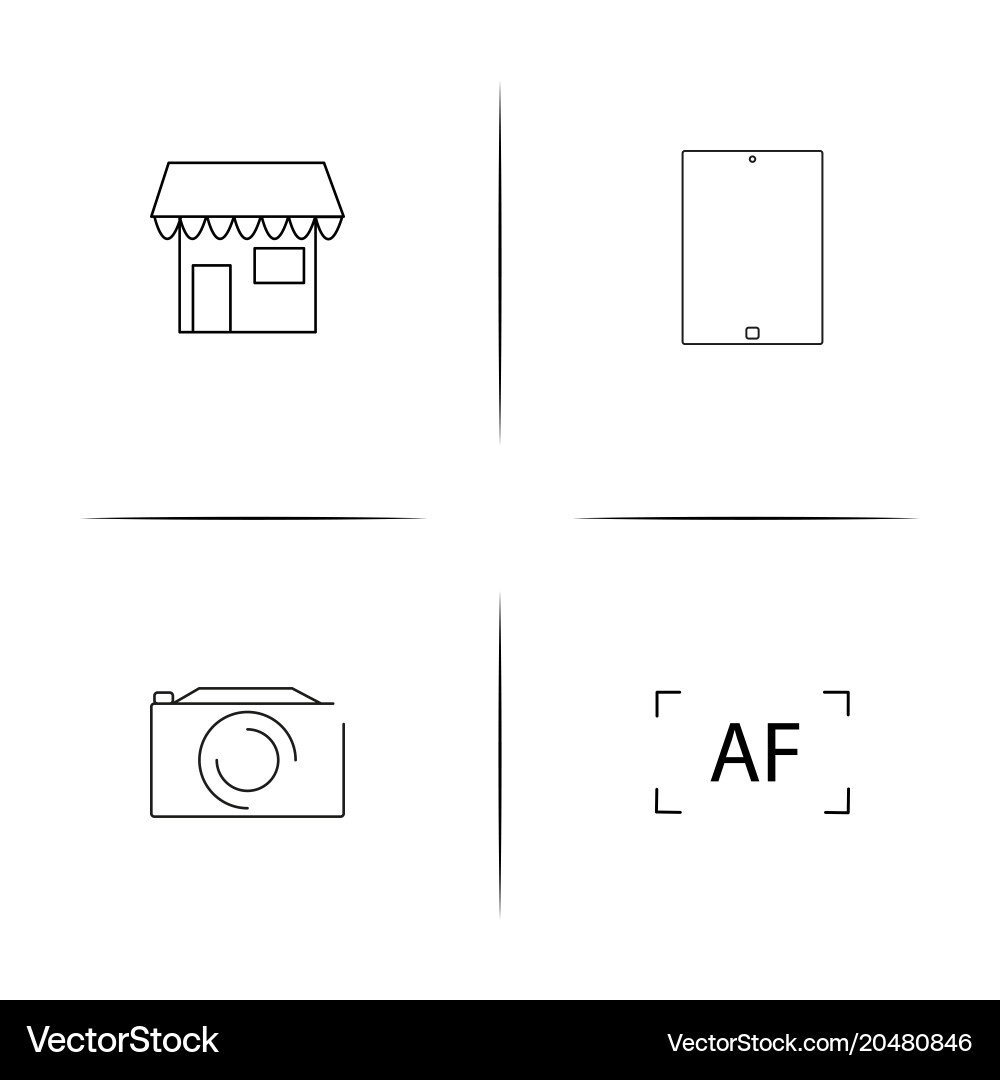 User interface simple linear icons set outlined vector image
