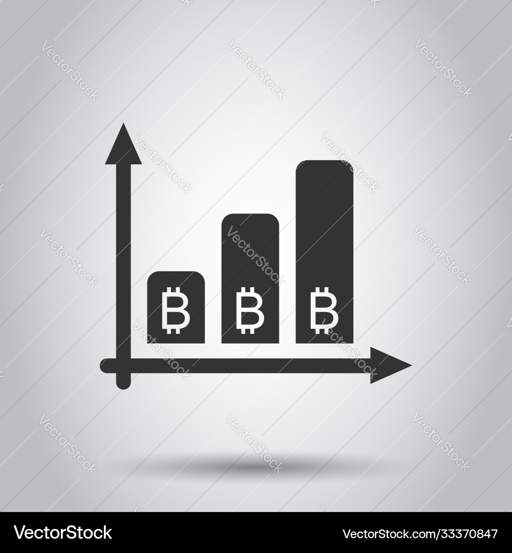 Bitcoin growth icon in flat style blockchain vector image