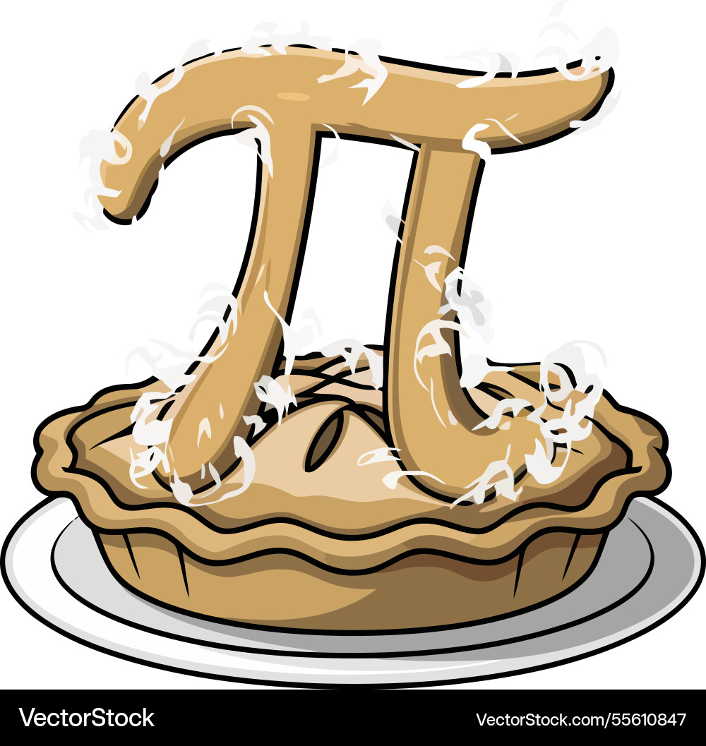 Creative pi symbol pie with whipped cream vector image