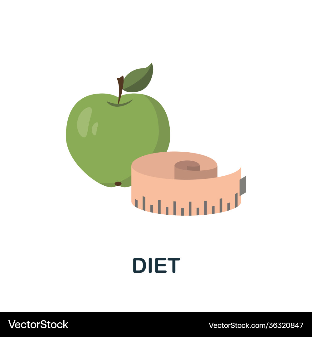 Diet flat icon color simple element from Vector Image