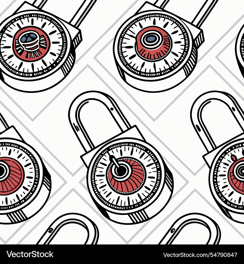 Digital padlocks in seamless grids secure pattern Vector Image
