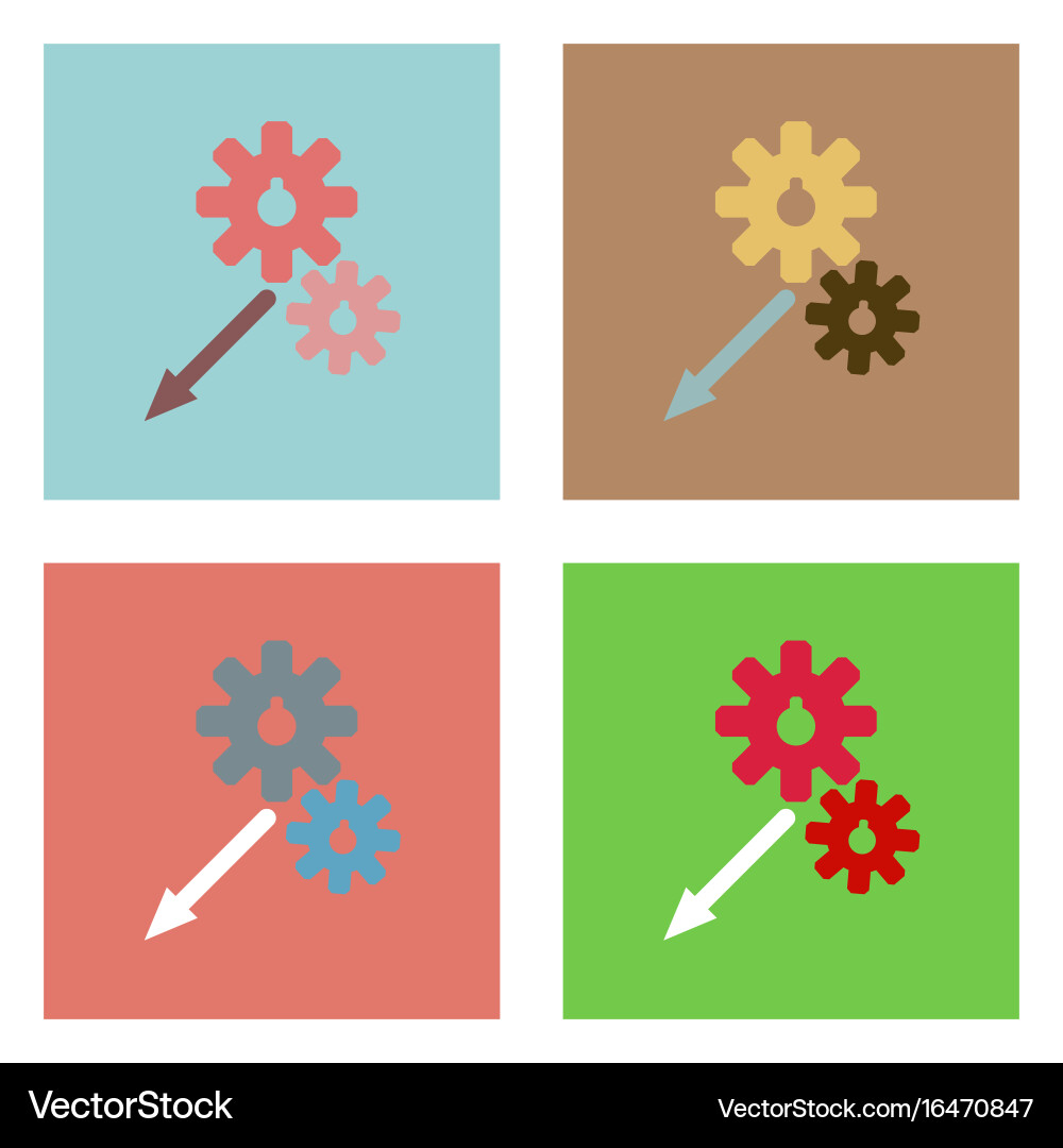Flat icon design collection two gears vector image