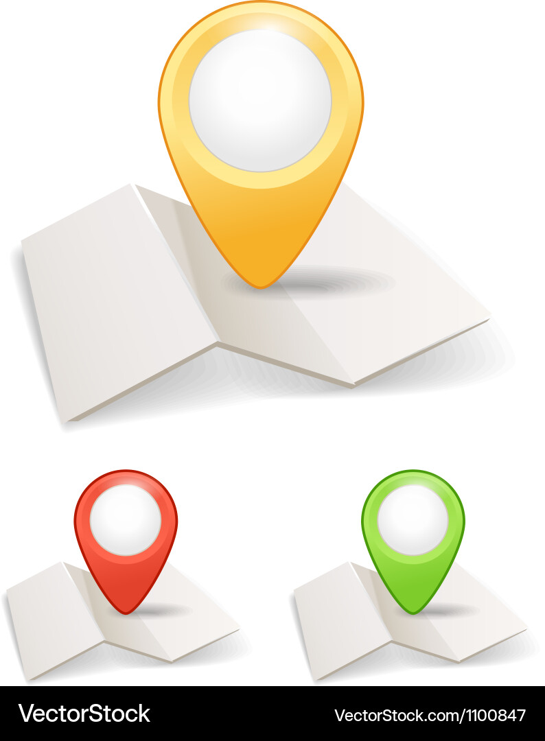 Folded Maps with Location Markers vector image