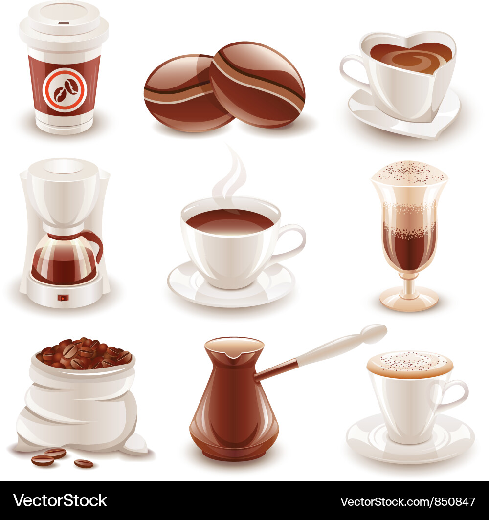 Kaffee Icon Set Vektorbild