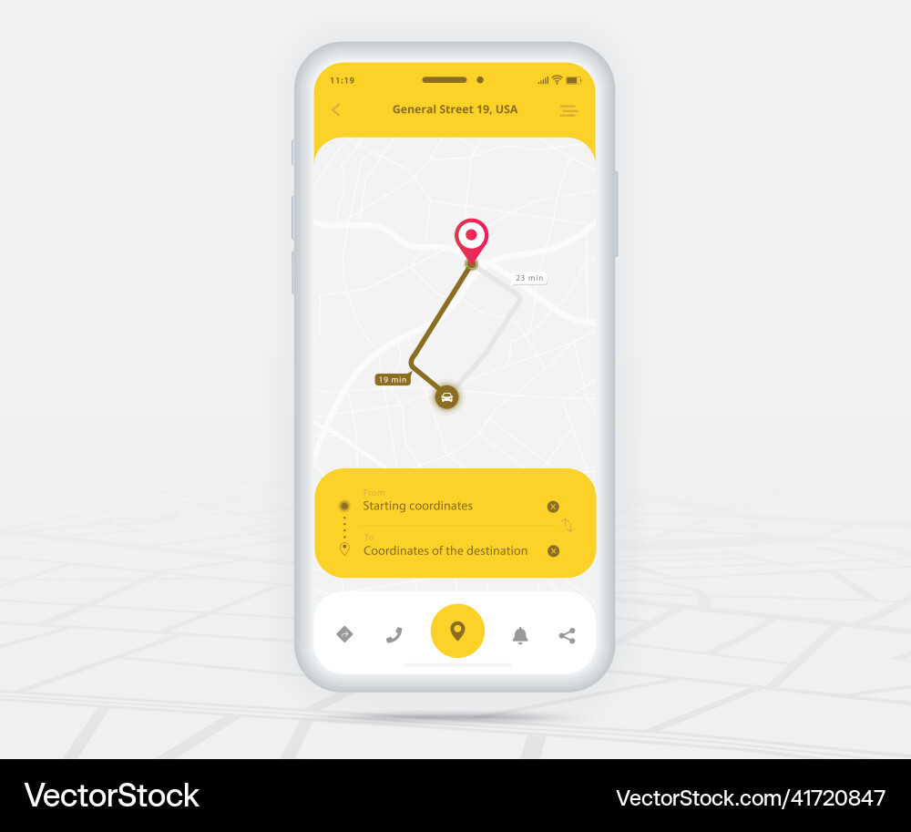 Map gps navigation app ux ui concept mobile Map gps navigation app ux ui concept mobile Vector Image