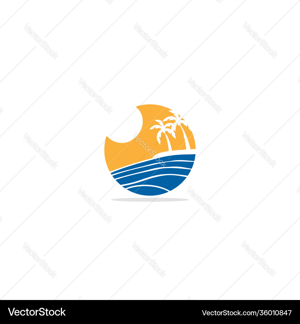 Palm tree tropic sea logo Vector Image