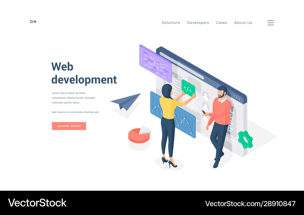 Programmers developing web software together Programmers developing web software together vector image