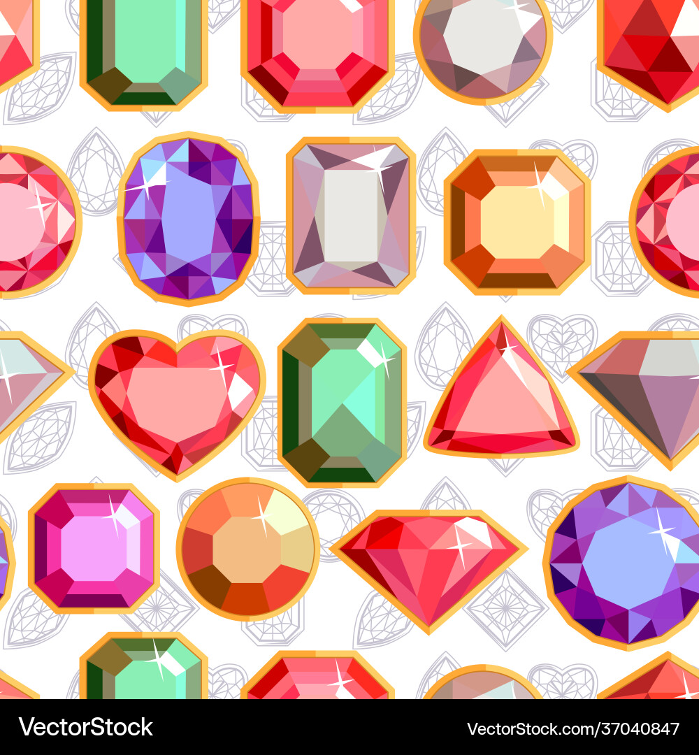 Seamless pattern with jewels endless texture Seamless pattern with jewels endless texture vector image