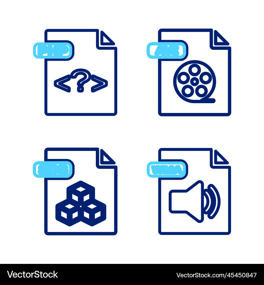 Set line wma file document 3ds avi and php icon Set line wma file document 3ds avi and php icon vector image