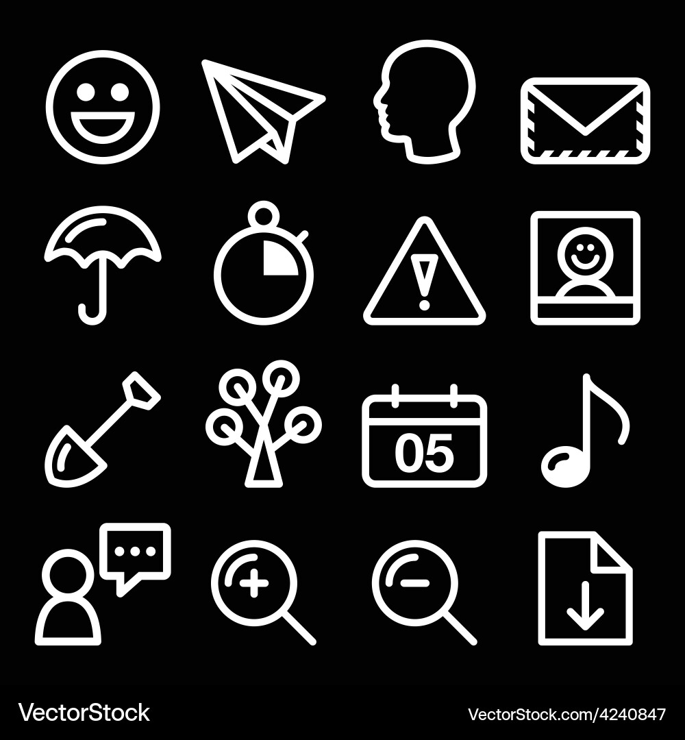 Website navigation menu white line stroke icons vector image