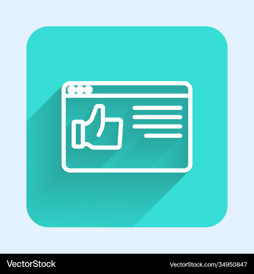 White line browser window icon isolated with long Vector Image