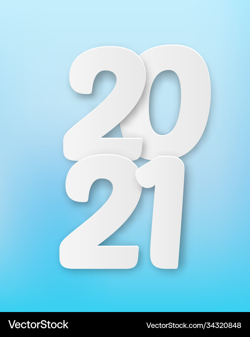 2021 happy new year with 3d realistic numbers 2021 happy new year with 3d realistic numbers vector image