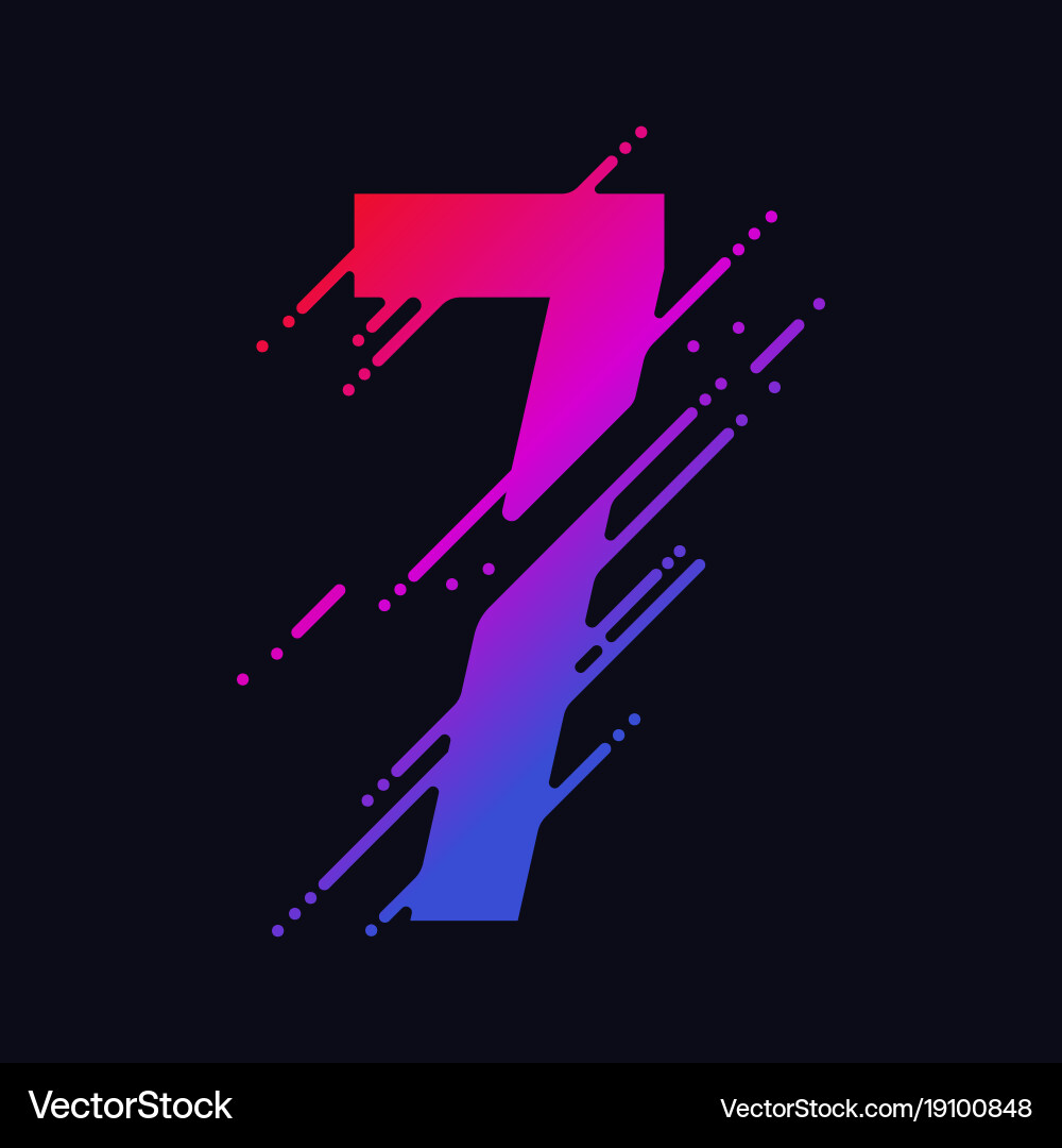 Abstract Number 7 with Liquid Splash Vector Image