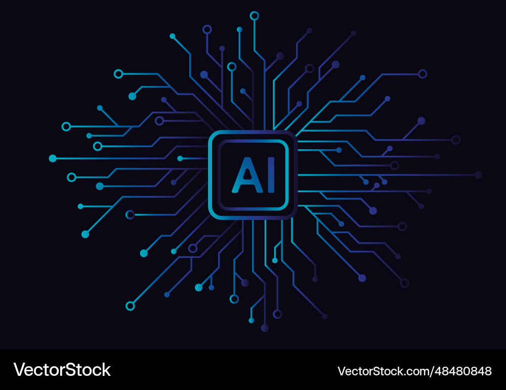 Artificial intelligence chipset on circuit board vector image