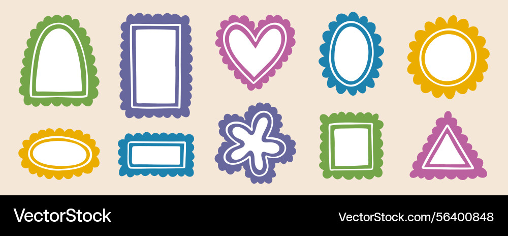 Borders empty frames template cute wavy line Borders empty frames template cute wavy line vector image