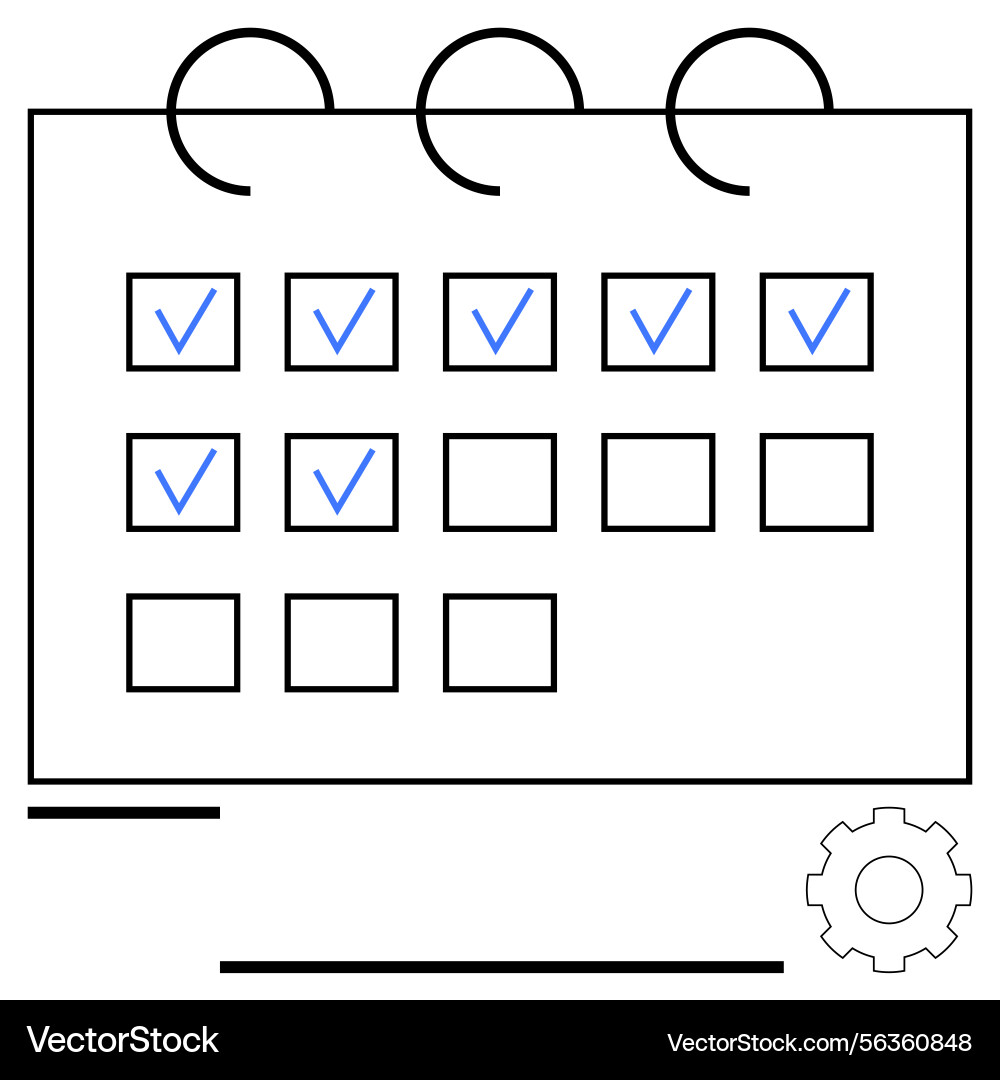 Calendar with checkmarks highlighting task Calendar with checkmarks highlighting task vector image