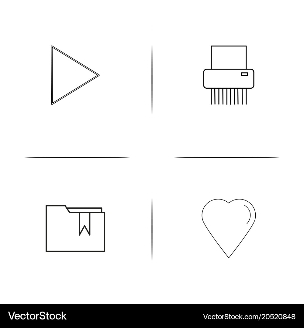 Files and folders sign simple linear icons set Vector Image