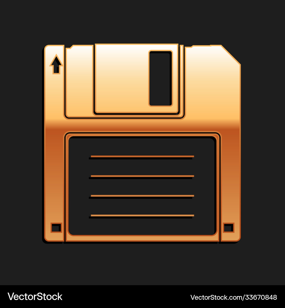 Gold floppy disk for computer data storage icon Gold floppy disk for computer data storage icon vector image