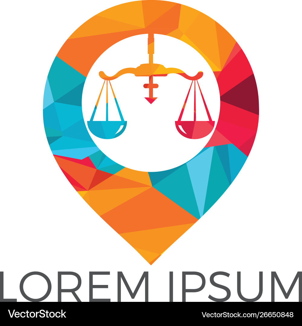 Libra and map pointer logo design Libra and map pointer logo design vector image