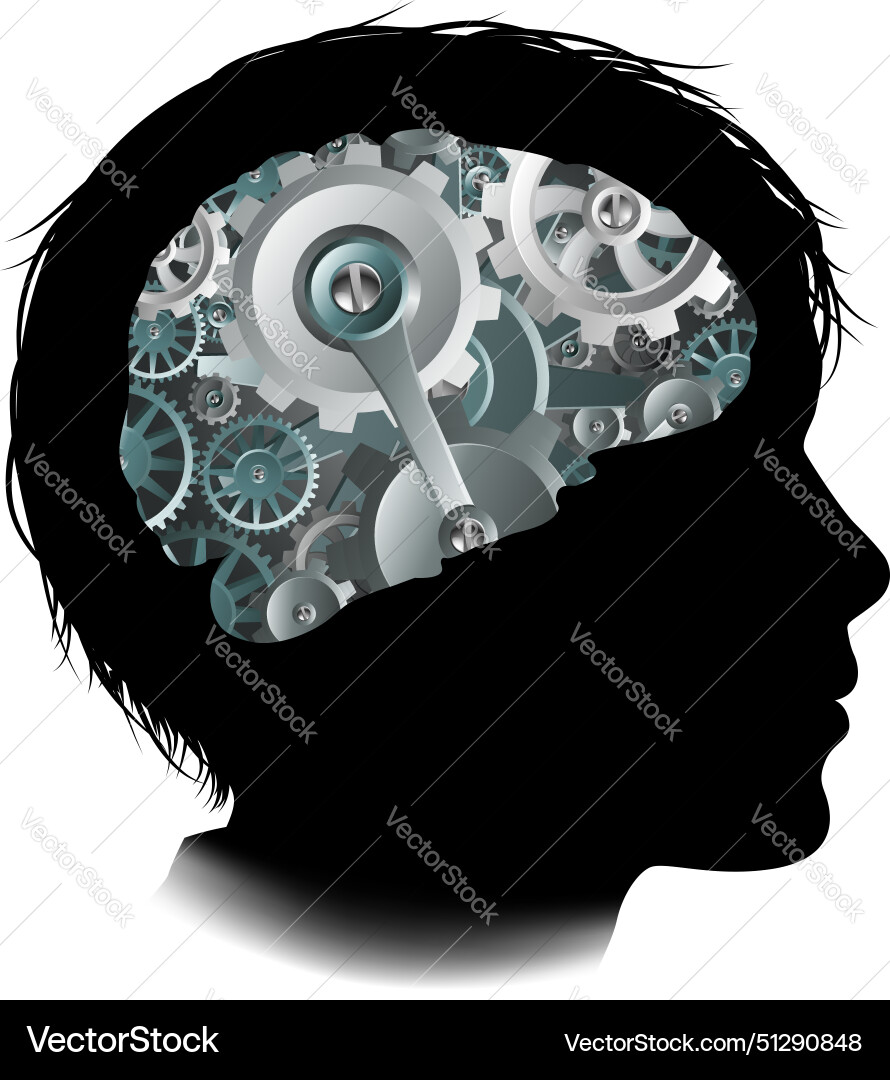Machine workings gears cogs brain child concept Machine workings gears cogs brain child concept vector image