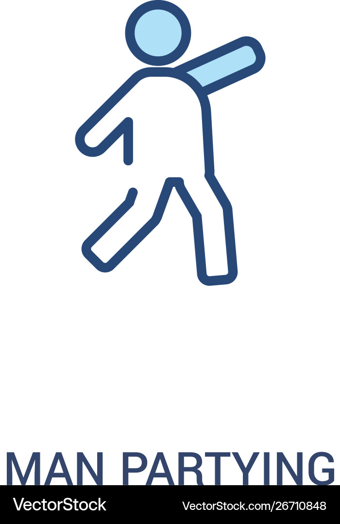 Man partying concept 2 colored icon simple line Man partying concept 2 colored icon simple line vector image