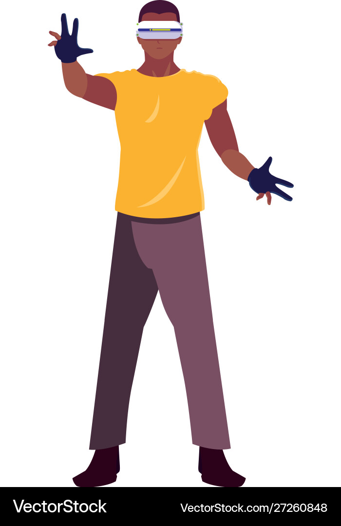 Man using technology augmented reality vector image