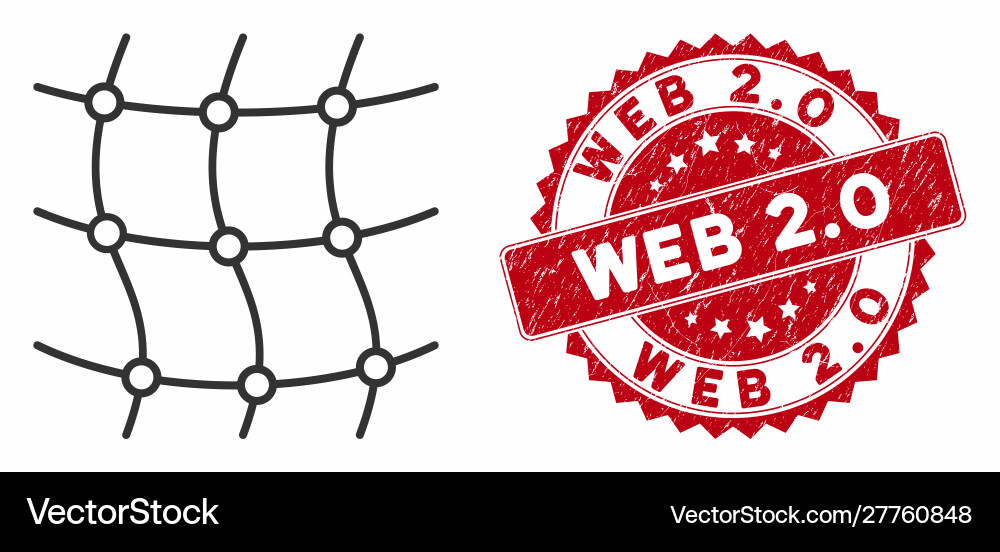 Mesh net icon with textured web 20 seal Vector Image